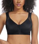 HACI Front Closure Posture Bra for Women Back Support Wirefree Full Coverage Unpadded(Black,38B)