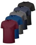 BOOJO 5 Pack Workout Mens Shirts - Quick Dry Causal Moisture Wicking Work Gym Athletic Short Sleeve for Basketball Running