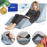 Lunix 5pcs Orthopedic Bed Wedge Pillow Set, Post Surgery Memory Foam for Back, Leg & Knee Pain Relief, Sitting Pillow, Adjustable Pillows for Acid Reflux and GERD for Sleeping, with Hot Cold Pack