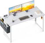 ODK Computer Desk Home Office Desk, Modern Writing Table, Simple Style PC Table with Storage Bag and Headphone Hook,80 x 40 x 74cm White