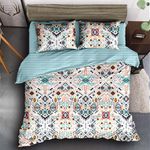 Story@Home Bedsheet for Double Bed with 2 Pillow Covers| Microfiber bedsheet | Soft & Light-Weight | Bedsheets for Double Bed | 225x250cm | 240TC | White | Motif | Perfect for Festive Gifting