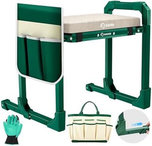 Saker Garden Kneeler and Seat Foldable Gardening Stool with Extendable Legs & Thickened Pad, Tool/Storage Bag, Heavy Duty Support for Elderly, Gardening, Outdoor Use