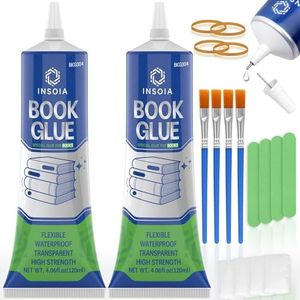 Book Glue, 120ML x 2 Book Adhesive, Clear Book Binding Adhesive, Flexible Paper Glue for Book Repair and Bonding, Envelopes, Postcards, Paper Craft, Greeting Cards, Invitations, Crafts DIY