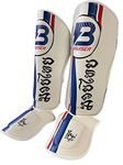 Bruiser Shin Guards with Instep - Unisex Adult Blue & White - Kickboxing, Kicking, Sparring, MMA, Muay Thai Kickboxing, Muay Thai, Leg Instep Protection Pads, Training Gear,Taekwondo (M)