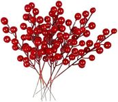 24 pcs Christmas Berries Stems Artificial Red Berry Stems for Christmas Tree Ornaments Crafts Holiday and Home Decor (Red)