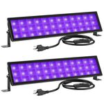 Onforu 2 Pack 72W Black Light Bar, LED Blacklight with Plug and Switch, Black Light Flood Light, IP66 Waterproof for Glow Party, Bedroom, Halloween, Fluorescent Poster, Stage Lighting