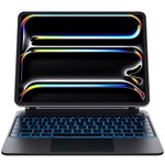 CHESONA for iPad Pro 13 inch case 2024 with Keyboard, Easy-Set Floating Cantilever Stand, Smart Trackpad, 7 Color Backlit with Battery Digital Display, Keyboard Case for iPad Pro 13 (M4), Black