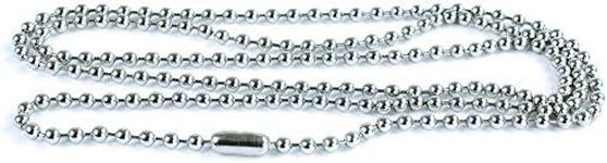 Ball Chain Dog Tag Necklace - 4 and 24 Inches Long - 2.4mm Bead Size - Matching Connector - Adjustable Metal Bead Chain - Multiple Pack Sizes - Black or Silver