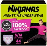 Pampers Ninjamas Nighttime Bedwetting Underwear Girls - Size S/M (38-70 lbs), 44 Count