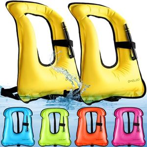 Meooeck 2 Pcs Inflatable Vests for Adults Safety Vest for Adults Vest Portable Swim Vest Jackets, Adjustable Kayaking Jackets Safety Vests (Yellow,Classic)