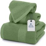 DAN RIVER 100% Ring Spun Cotton 3-Piece Towel Set, Sage-Green, Bath Towel, Hand Towel and Washcloths, 550 GSM - Soft, Absorbent Quick Dry Cotton Towels for Bathroom, Spa, and Gym