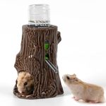 Zhilishu Hamster Water Bottle for Glass Tank, 3-in-1 Adjustable Hamster Water Bottle 80ML Gerbil Water Bottle with Stand Holder, Chew Proof Ceramic Water Dispenser for Dwarf Syrian Hamster Mice Rat