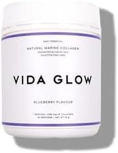 Vida Glow - Natural Marine Collagen 90g Loose Powder | Natural Hydrolyzed Marine Collagen | Promotes Glowing Skin + Smoothes Fine Lines (Blueberry 90g Tub)