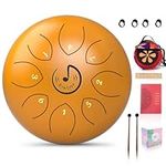 Steel Tongue Drum, 8 Notes 6 Inches D-Key,Handpan Drum Percussion Instrument for Beginner meditation healing Concert Yoga Steel Drum