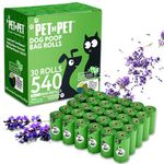 Pet N Pet Poop Bags, 540 Counts Dog Poop Bags, Lavender Scented Poop Bags, 38% Plant Based and 62% PE Dog Bags Poop Bag, Durable Doggy Poop Bags, Refills Dog Waste Bags, Dog Poop Bag Roll