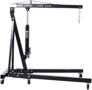 PULLAFUN 2 Ton(4000lbs) Folding Engine Hoist Cherry Picker, Shop Crane Hoist Lifter, Heavy Duty Steel with 6 Iron Caster Wheels (Black)