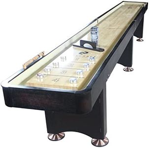 Playcraft Georgetown Shuffleboard Table with Storage Cabinet - Shuffle Board Game Table with Matching Abacus, 8 Pucks, Brush & Wax - Pro Climate Adjusters - Hand-Stained Espresso Finish - 16ft