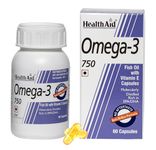 HealthAid Omega 3 Capsules | Fish Oil Capsules | Omega 3 Fish Oil Vitamin E Capsules | Healthy Skin, Heart Health and Joint Support Supplement - 60 Capsules (Pack of 2)