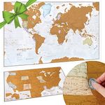 Scratch Off Map of The World Poster - Travel Gift + Bonus USA Scratch Poster - Maps International - 50 Years of Map Making - Cartographic Detail Featuring Country & State Borders