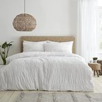 Catherine Lansfield Seersucker King Duvet Cover Set with Pillowcases White