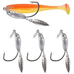 Weighted Hooks with Twistlock, Bladed Jig Head Hooks Weedless Swimbait Hooks with Spinner Blade Centering Pin 3D Eyes Weighted Fishing Hooks for Soft Plastics Saltwater Freshwater