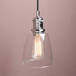 Yosoan Lighting Industrial Loft Bar Glass Shade Pendant Light Fittings, Edison Hanging Ceiling Lamp Chandelier for Kitchen Island Bedroom Dining Room (Chrome)