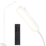 OUTON LED Floor Lamp 15W 1500LM, Dimmable Adjustable Modern Standing Lamp with 4 Color Temperature, Remote & Touch Control, 1 Hour Timer for Reading Living Room Bedroom Office Sewing (White)