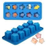 Webake Deep Ice Cube Trays Silicone Star Shaped Ice Cube Moulds 2 Pcs 10 Cavity Easy Release Ice Tray for Cocktails Whiskey Water Beer Blue