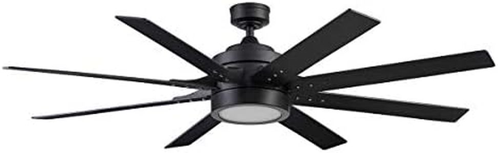 Honeywell Ceiling Fans Xerxes, 62 Inch Contemporary LED Ceiling Fan with Light and Remote Control, 8 Blades with Dual Finish, Reversible Motor - 51473-01 (Matte Black)