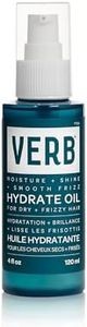 VERB Hydrate Oil, 4 oz – Add Moisture - Increase Shine – Smooth Frizz – Heat Protection for Dry + Frizzy Hair - Amber + Warm Jasmine Scent