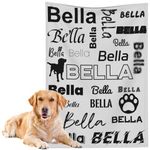 Personalized Dog Blankets with Name, Customized Dog Blanket for Small Dogs Girl and Boy, Personalized Dog Gifts for Dog First Birthday, Fleece Blanket for Puppy (Grey - Design 2, 30 x 50 in)