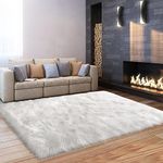 TENNOLA Sheepskin Rug 4x6 White Faux Fur Area Rugs for Living Room Fluffy Washable Rugs for Bedroom Nursery Room Luxury Room Decor Furry Rug Fuzzy Rug Rectangle Carpet