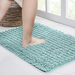 Walensee Bathroom Rug Non Slip Bath Mat (24x17 Inch Spa Blue) Water Absorbent Super Soft Shaggy Chenille Machine Washable Dry Extra Thick Perfect Absorbant Best Small Plush Carpet for Shower Floor