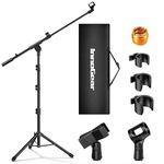 InnoGear Microphone Stand, Tripod Boom Arm Floor Mic Stand Height Adjustable Heavy Duty with Carrying Bag 2 Mic Clips 3/8" to 5/8" Adapter for Singing Podcast for Blue Yeti Shure SM58 SM48 Samson Q2U