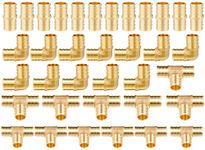 WHK (36 Pack) PEX Fittings 1/2 Inch,12PCS 1/2" Pex Fittings Combo Elbow Coupling Tee,Brass PEX Crimp Fitting……