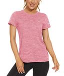 MAGCOMSEN Women's Workout Running T-Shirt Gym Yoga Sports Short Sleeve Tops Shirts Quick Dry Lightweight Activewear Pink