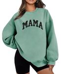 INFITTY Womens Sweatshirts Oversized Mom Sweatshirt Long Sleeve Crew Neck Sweater Casual Loose Blouses Blue Green M