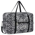 for Easyjet Airlines Cabin Bag 45x36x20 Underseat Foldable Travel Duffel Bag Holdall Tote Carry on Luggage Overnight for Women and Men 25L (Black Leopard)