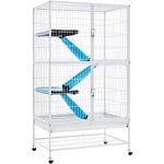 Yaheetech 137cm Ferret Cage Chinchillas Cage 2-Tier Small Pet Cage for Rat/Squirrel/Bunny/Kitten with Rolling Stand, White