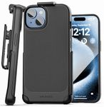 Encased Thin Armor Belt Case - Designed for iPhone 15 Case with Phone Holster Clip - Matte Black