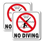 No Diving Pool Sign 2 Pack Large 10 x 10 inch No Diving Signs, Metal Rust Free Aluminum, Reflective, Fade Resistant, Pool Signs for Outside, Swimming Pool Safety Warning Sign Pool Decor