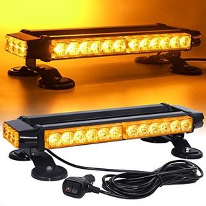 LINKITOM Roof Top LED Strobe Light Bar -Double Side Amber 30 LED Emergency Hazard Safety Warning Flashing Beacon Lighting Bar with Magnetic Base for Snow Plow, Trucks, Construction Vehicles