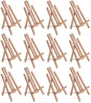 U.S. Art Supply 11" Small Tabletop Display Stand A-Frame Artist Easel (Pack of 12), Beechwood Tripod, Painting Party Easel, Kids Student Table School Desktop, Portable Canvas Photo Picture Sign Holder