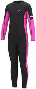 Hevto Kids Wetsuit for Girls Toddler Child Youth 3/2mm Neoprene Wet Suit Full Thermal Swimsuit Swimming in Cold Water (K1-Pink, 10 Slim)
