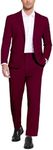 COOFANDY Men's Suits 2 Piece Slim Fit Suit Set 2 Button Lightweight Casual Knit Blazer Suit Jacket Pants Wine Red