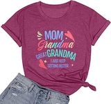 Grandma Shirts for Women Mom Grandma Great Grandma Graphic Tshirts Grandmom Gifts Tops Casual Gigi Tees Shirt Purple