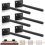 Floating Shelf Brackets Blind Shelf Brackets 6 Inch - Heavy Duty Wall Shelf Brackets for Custom Wood Shelves, All Metal Black Hidden Shelf Supports with Hardware (6 Pack)