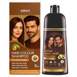 Adbeni Darkest Brown Hair Color Shampoo 400ml with Conditioner | Ammonia & Paraben Free, No Harsh PPD | 5 Min Grey Coverage | For Men & Women | With Argan Oil & Herbal Extract | 10 Pair Gloves