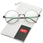 Pro Acme Retro Round Metal Frame Clear Lens Glasses Non-Prescription (Gunmetal Frame/Clear Lens)