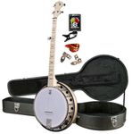 Deering Goodtime 2 5-String Maple Resonator Bluegrass Banjo with Instrument Alley Hard Case, Rechargeable Tuner, Dunlop Picks Bundle - Made in the USA